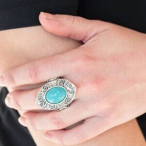 Paparazzi Jewelry Accessories - Mega Mother Nature - Blue Ring - Vintage